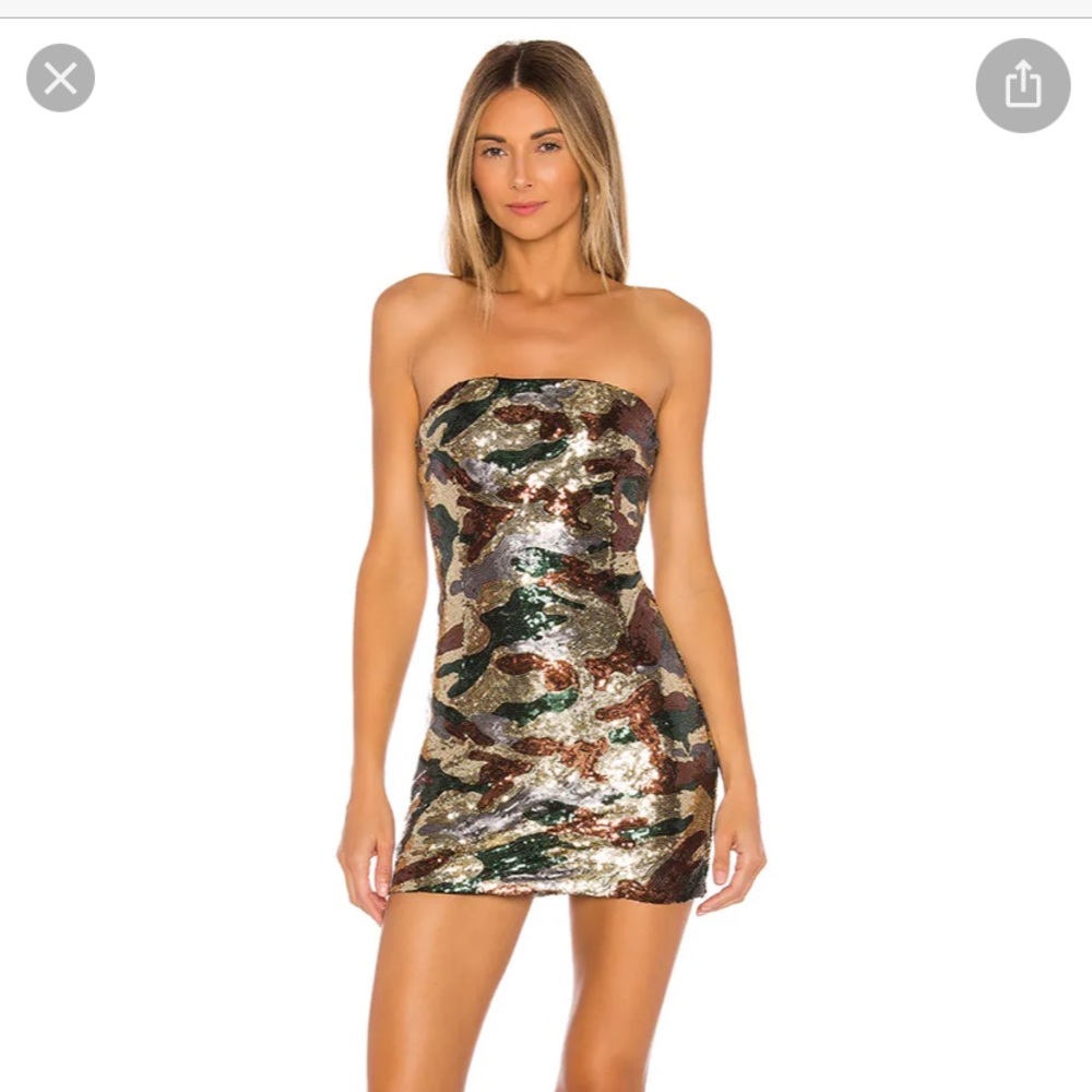 COPY - NWT Revolve super down mini camo sequin strapless dress never worn